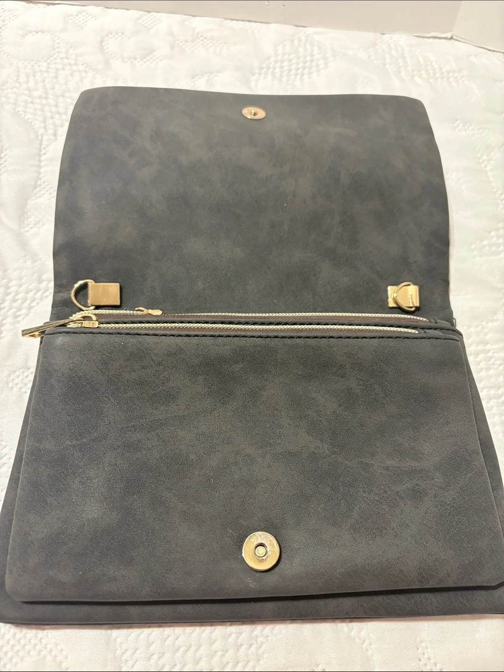 Free people Perforated Fold-Over Clutch - Charcoal Gray